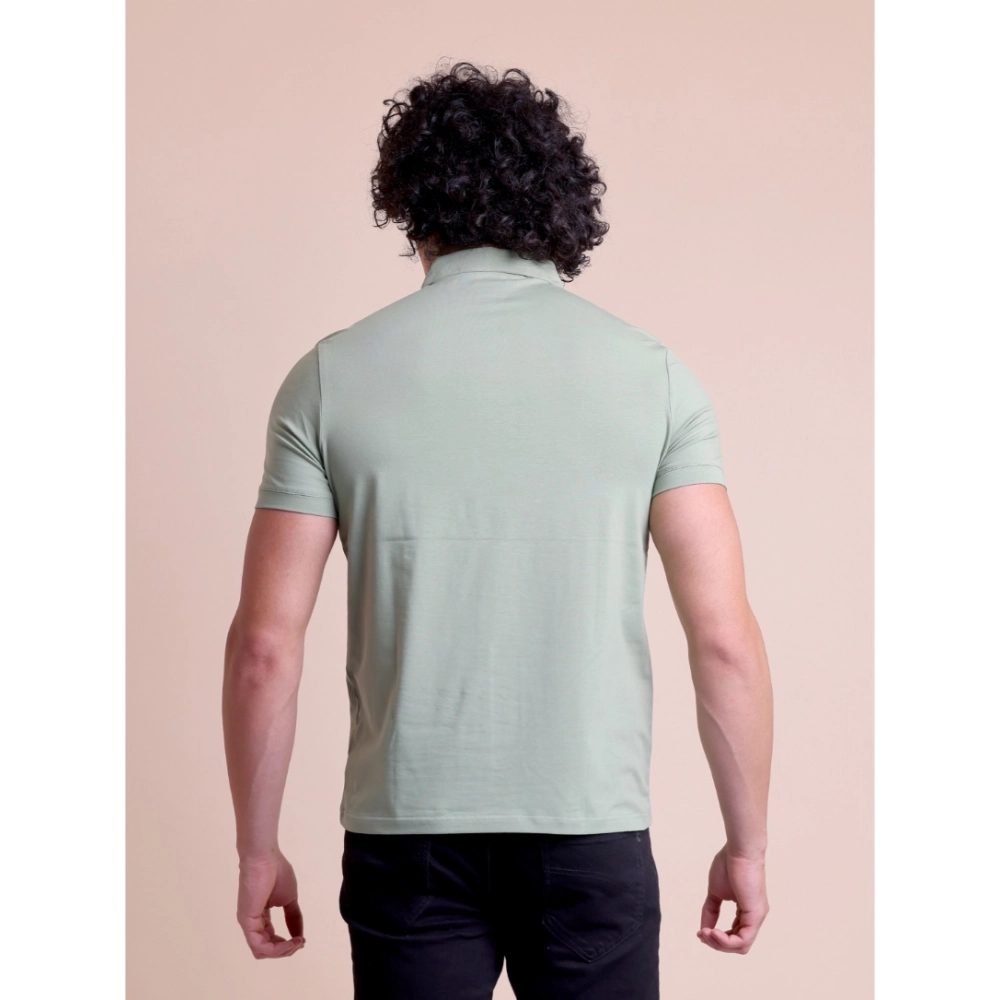 Men's Casual Cotton Solid Half Sleeve Polo Neck T-Shirt (Newsage) - Image 4