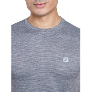 Men's Casual Nylon Solid Half Sleeve Round Neck T-Shirt (Black)
