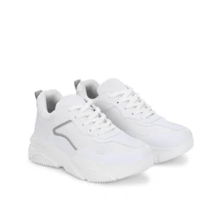 Women's Casual Mesh Printed Lace-Ups Shoes (White)