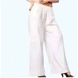 Women's Casual Rayon Solid Ankle Length Palazzo (White, Free Size)