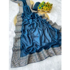 Women's Silk Embroidred Saree With Unstitched Blouse 5.5Mtr (Light Green)