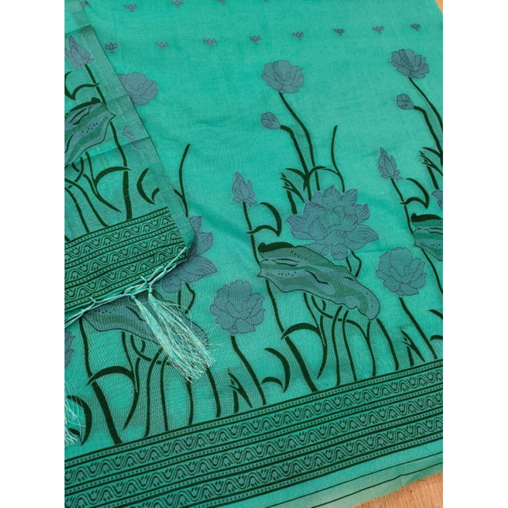 Women's Banarasi Silk Printed Unstitched Salwar Suit Material With Dupatta (sea Green, 3Mtrs) - Image 4