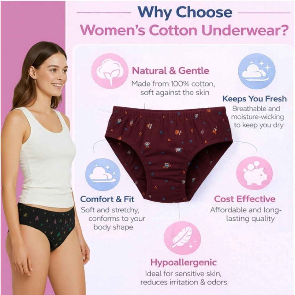 Pack of_9 Women's Cotton Printed Hipster Panty (Multicolor) - Image 2