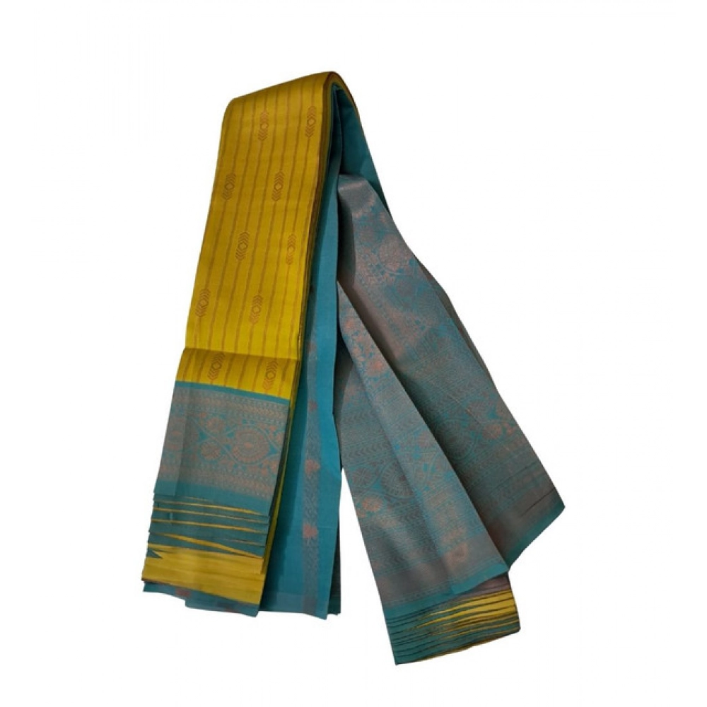 Women's Soft Silk Wooven Saree With Unstitched Blouse 5.5Mtr (Musterd Yellow)