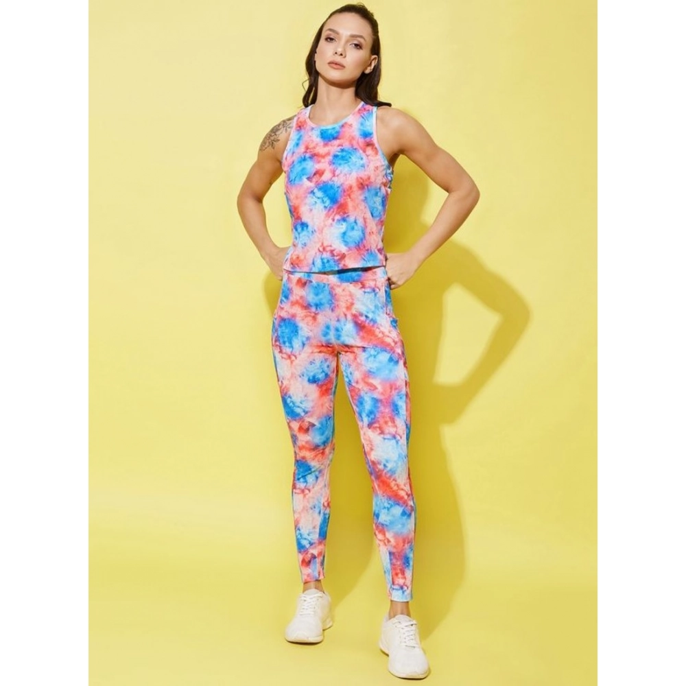 Women's Polyester Lycra Printed Sleeveless Active Wear (Multicolor) - Image 3