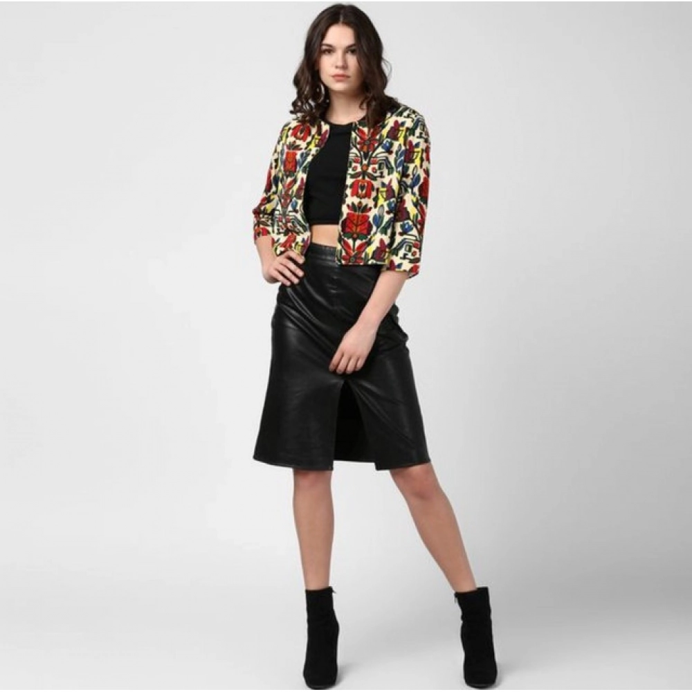 Women's Polyester Floral 3-4th Sleeves Shrug (Multicolor) - Image 3