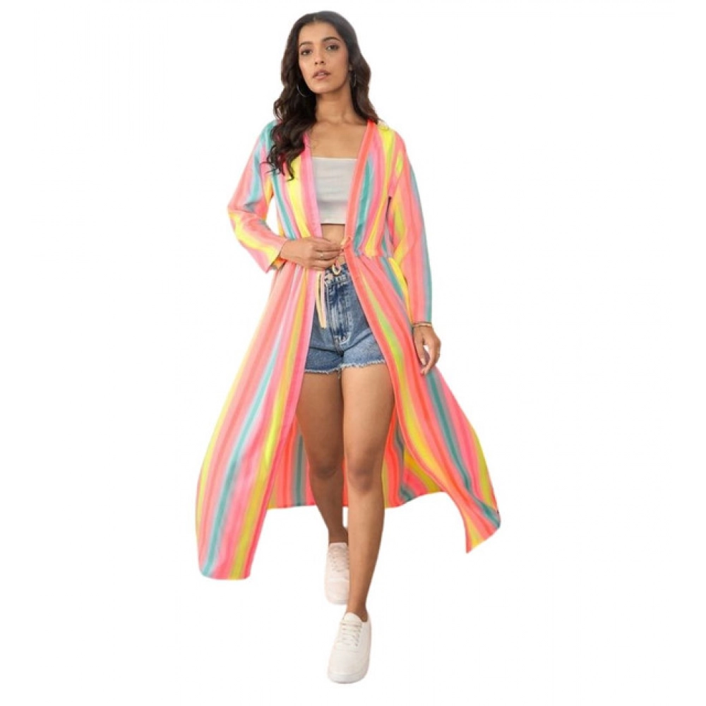 Women's Polyester Crepe Printed Long Sleeves Shrug (Multicolor)