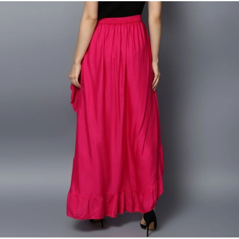 Women's Rayon Ruffled Elasticated Skirt (Pink) - Image 2