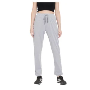 Women's Cotton Solid Elasticated Track Pants (Light Grey)