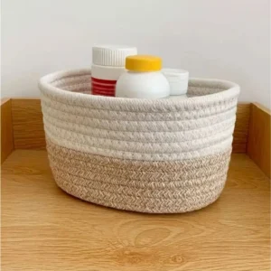 Cotton Pack Of_1 Bathroom Storage Basket For Clothes (White)