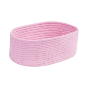 Cotton Oval 10x7x5 Inch Bedside Organizer With Out Lid (Pink)