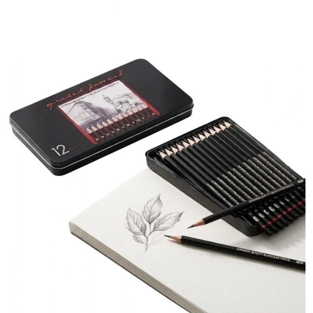 Pack of 2 12 pcs Art Pencil Kit Set (Black) - Image 2