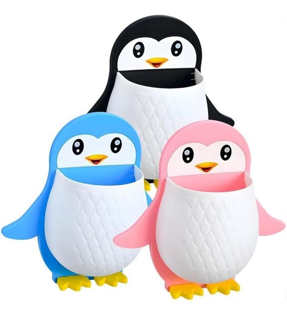 Wall Mounted Penguin Design Toothpaste Holder (Multicolor) - Image 2
