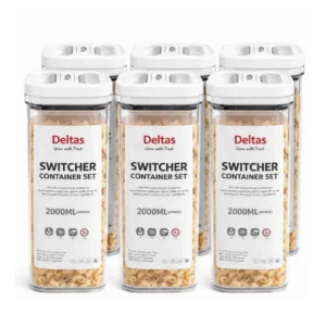 Pack of 6 Switchers Airtight Storage Container Set 2000 ML (White)