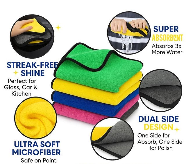 Pack of 2 Microfiber Car Cleaning Towel (Multicolor) - Image 4