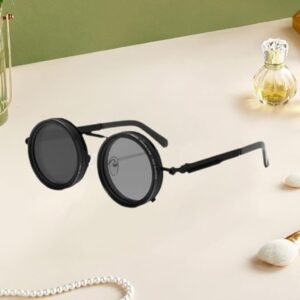Metal Adjustable Tint Sunglasses (Black)