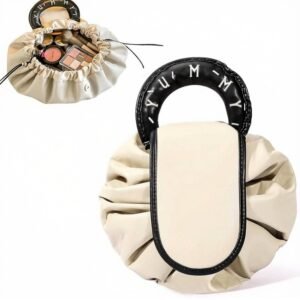 Polyester Lazy Makeup Organizer Bag (Beige-Black)