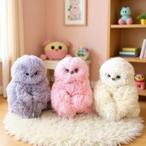 Faux Fur-Plush Head Shaking Owl Toy (Multicolor)