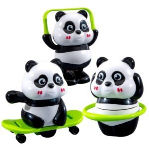 Plastic Cute Panda Action Toy Set (Multicolor)