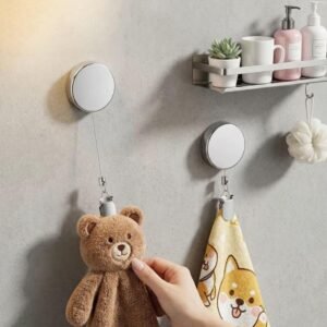 Stainless Steel Retractable Dish Towel Holder Clips (Silver)