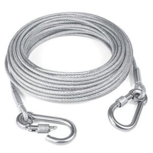 Stainless Steel Clothes Drying Rope With Hooks 10 Meter (Silver)