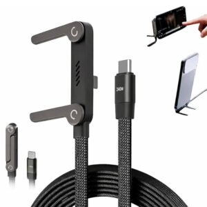 Aluminum Alloy 2-In-1 Invisible Holder Charger Cable (Black)