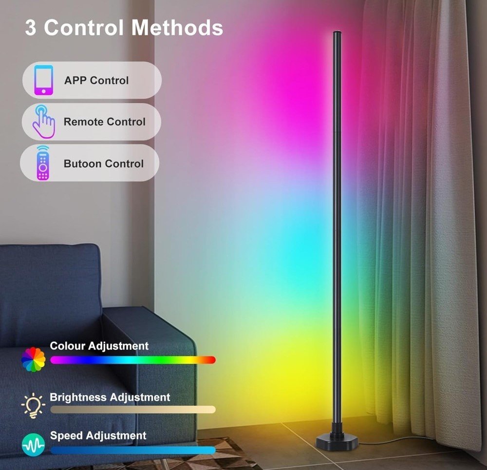 Aluminium� Smart RGB LED Corner Lamp With App (Multicolor) - Image 3