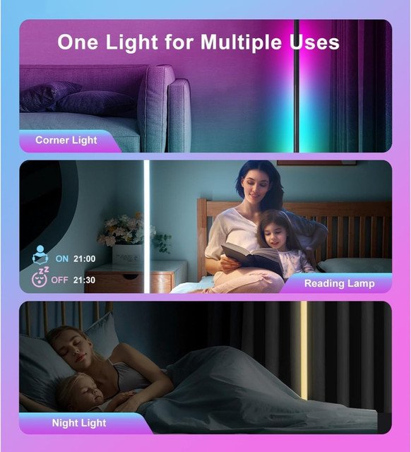 Aluminium� Smart RGB LED Corner Lamp With App (Multicolor) - Image 4
