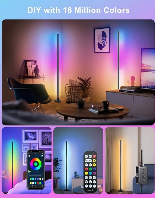 Aluminium� Smart RGB LED Corner Lamp With App (Multicolor) - Image 5