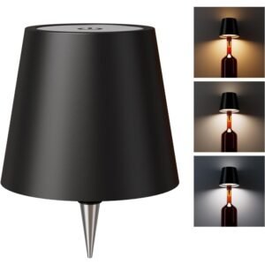 Plastic Wireless Wine Bottle Lamp (Black)