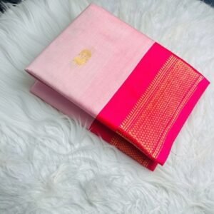 Women's Cotton Silk Solid Saree With Unstitched Blouse - 5.5 Mtr (Pink)