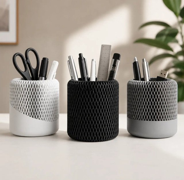 Plastic Japandi Pencil Holder (Multicolor) - Image 2