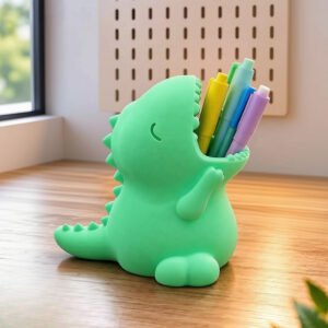 Plastic Dinosaur T-REX Pencil Holder (Mint Green)