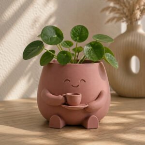 Plastic Barista Buddy - Cute Planter (Only Planter) (Pink)