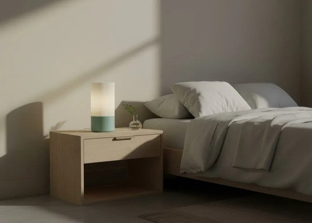 Plastic Cylindrical Minimalistic Table Lamp (White-Pastel Green) - Image 2