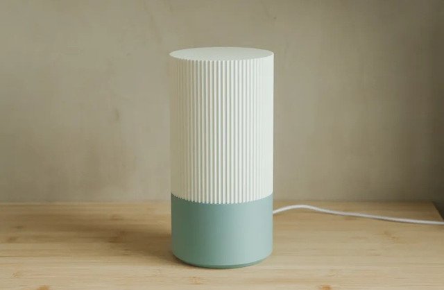 Plastic Cylindrical Minimalistic Table Lamp (White-Pastel Green) - Image 3