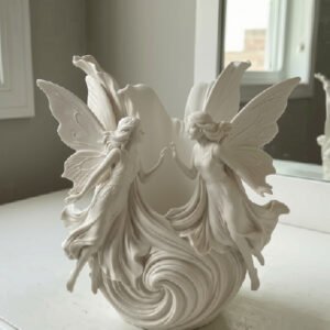 Plastic Twin Fairy Wings Makeup Brush & Vanity Organizer (Off-white)