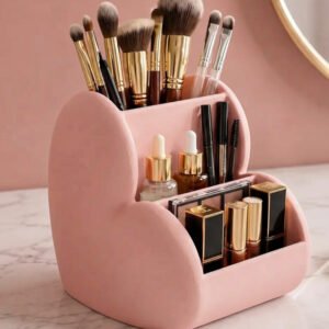 Plastic Lovely Heart - Shaped Makeup & Desk Organizer (Pastel Pink)