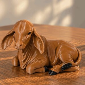 Plastic Seated Calf Showpiece (Brown)